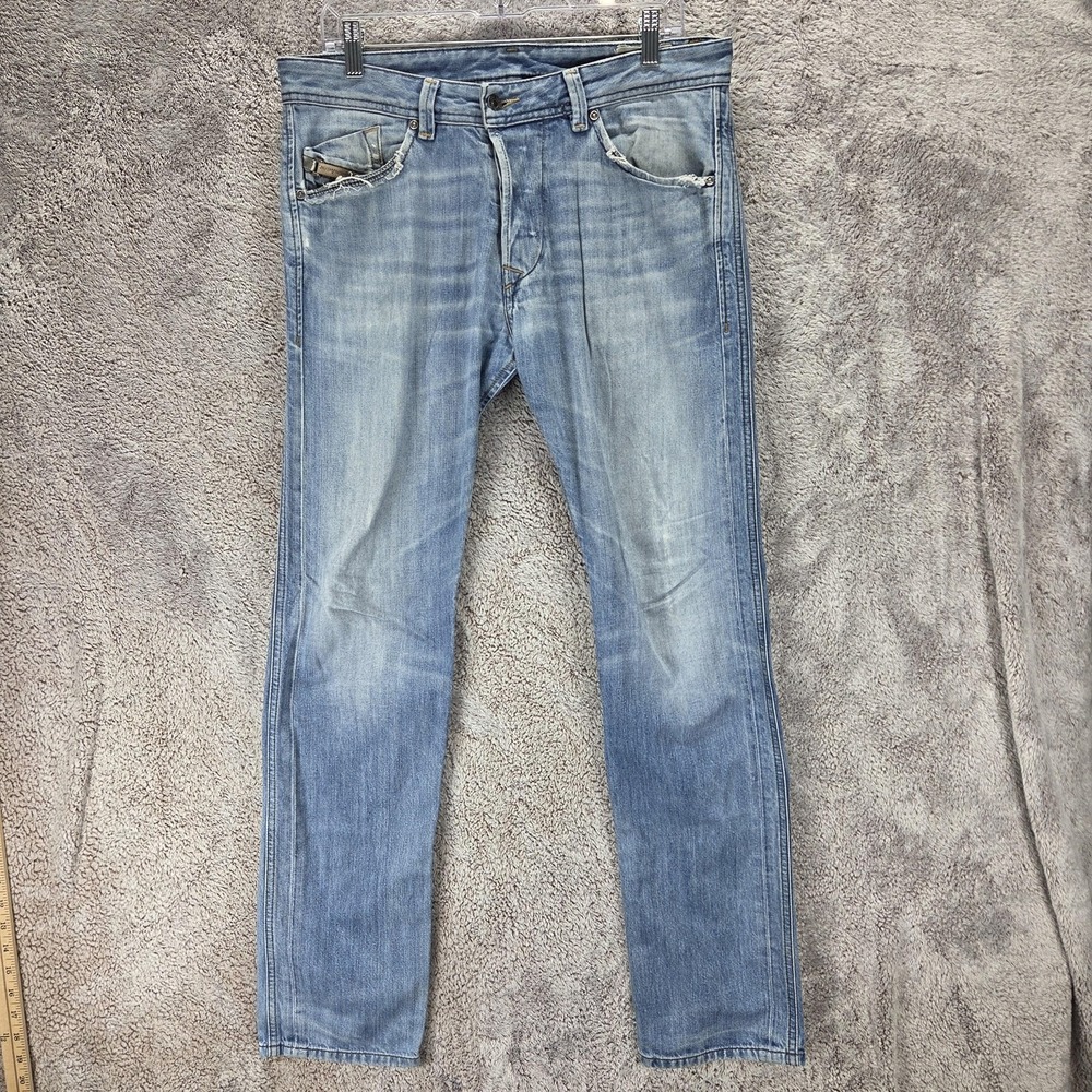 Diesel Jeans Mens 31x32 Blue Darron Regular Slim Tapered Button Fly 0RR04